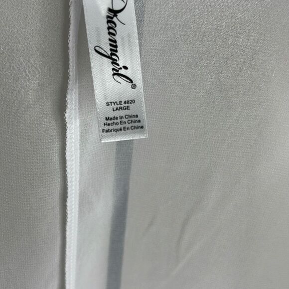 Dreamgirl Sheer Chiffon Robe Bra Panty Set White Size Large Nwt Valentines - Picture 3 of 5